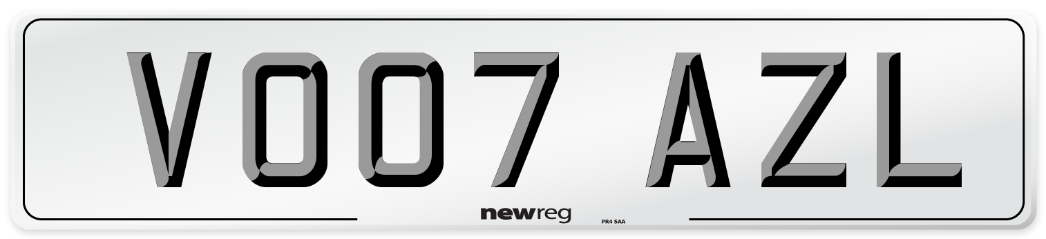 VO07 AZL Number Plate from New Reg